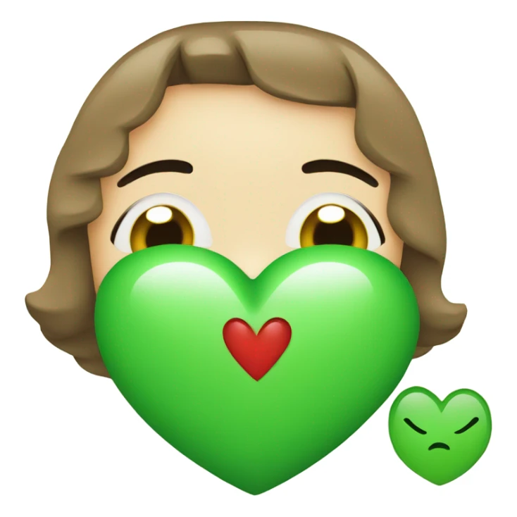 Kissing heart face with green heart sticker
