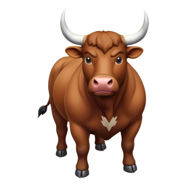 A top-down view of bull standing in a natural environment. sticker