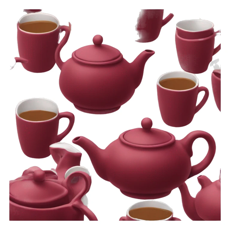 burgundy teapot and mugs sticker