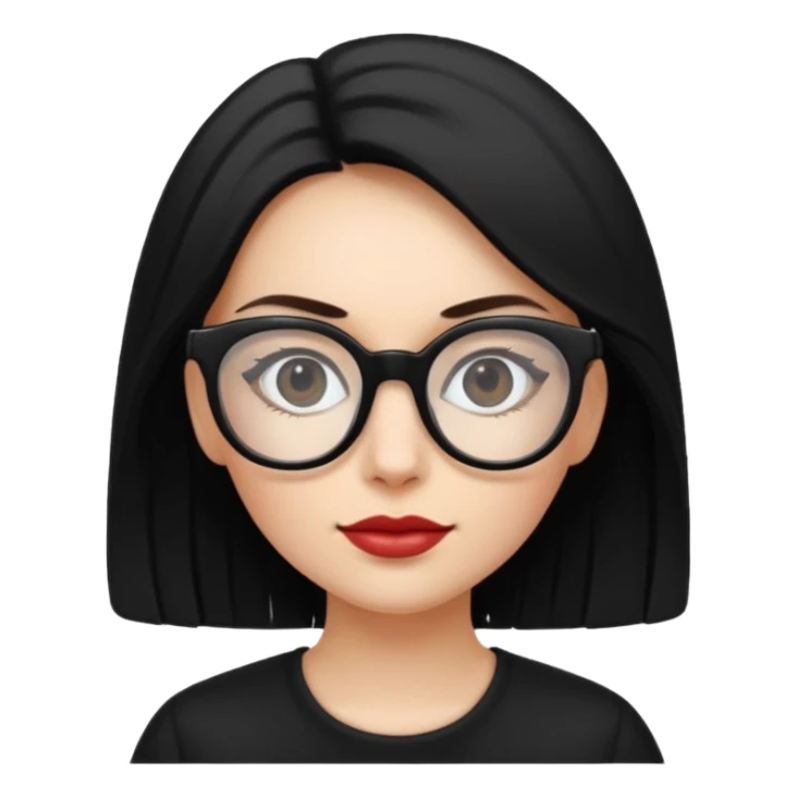 woman with big glasses,black wear sticker