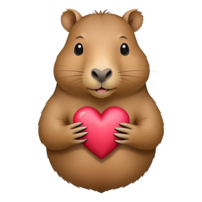 capibara with heart in her hands sticker
