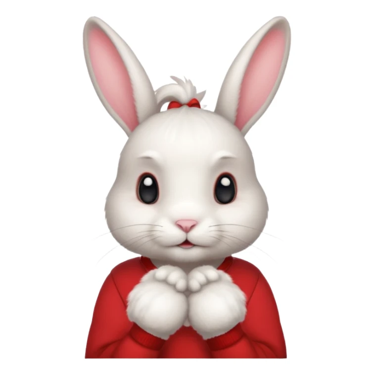 white large bunny, pet lover, red shirt, pony tail. sticker