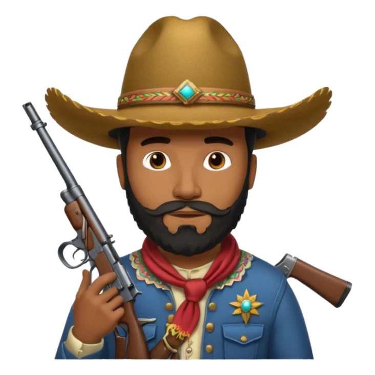  black cowboy with full beard, sombrero and a ak47 up sticker