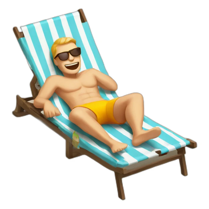 man in a sun lounger on the beach sticker