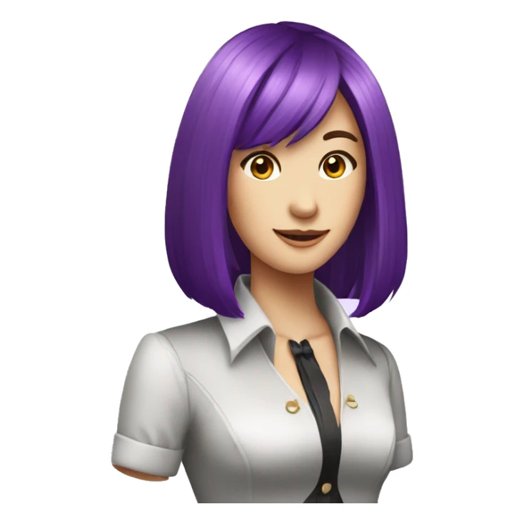 Roulette croupier with long, straight, violet hair, sticker