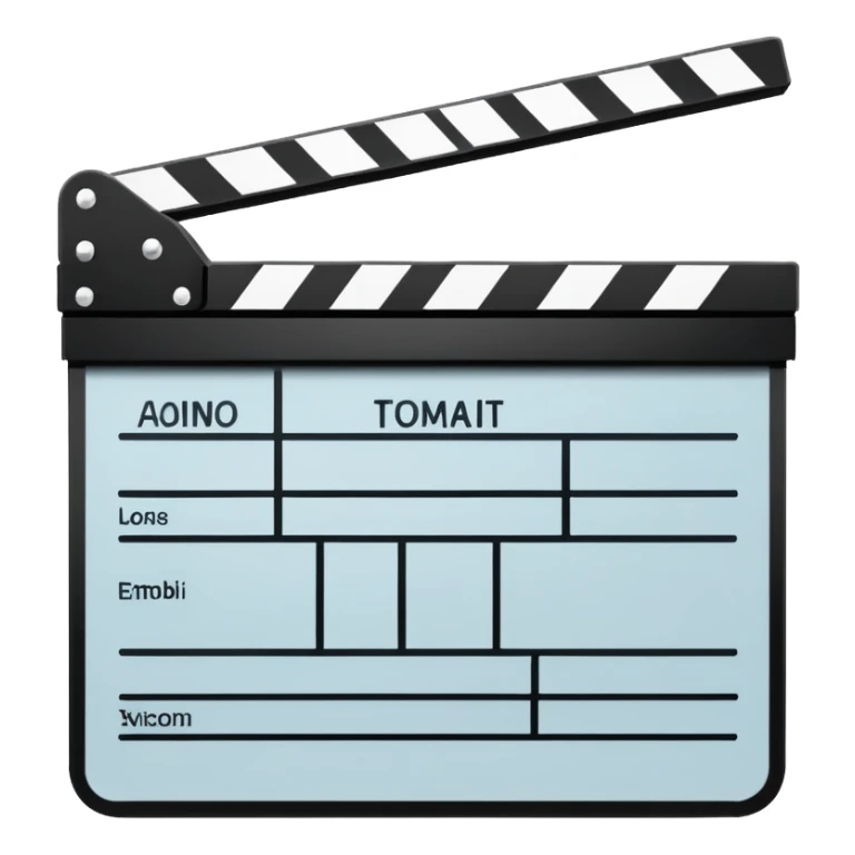 extremely simplified movie slate outline drawing, only essential black lines, no details sticker