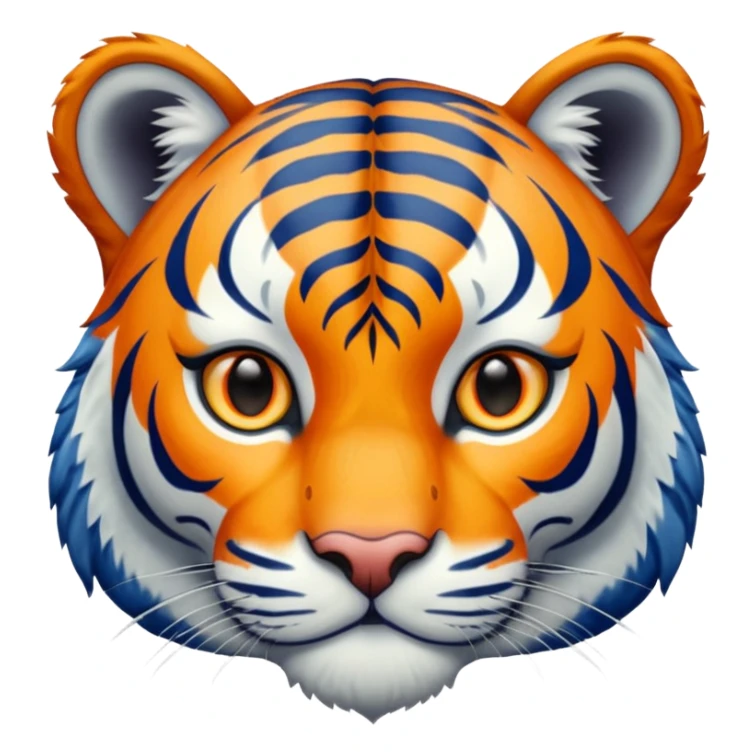 A full-length blue tiger with orange eyes sticker