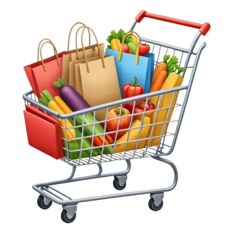 einkaufstüten im einkaufswagen sticker