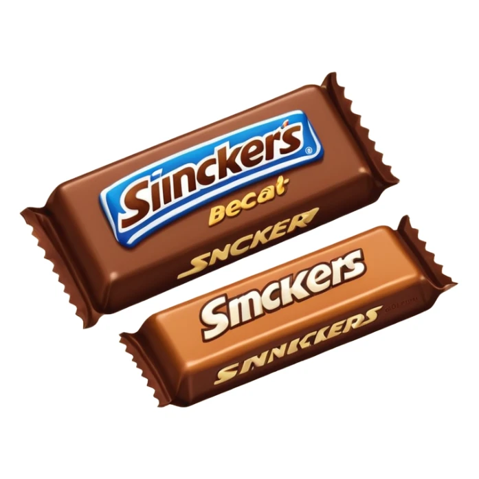 Draw a Snickers bar in its classic brown wrapper with bold logo. sticker