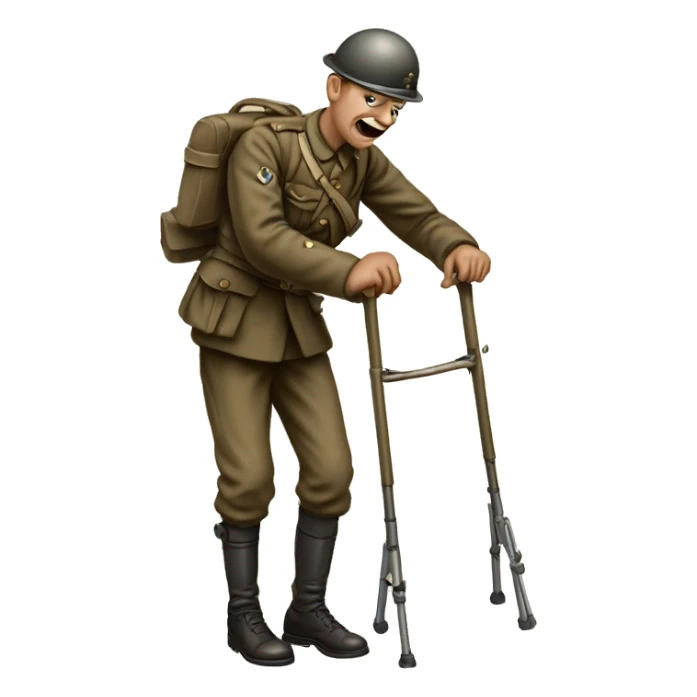 disabled ww1 soldie with amputation on crutches sticker