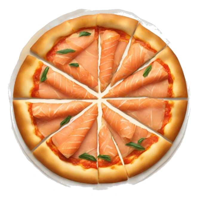 Pizza with smoked salmon pieces on top sticker