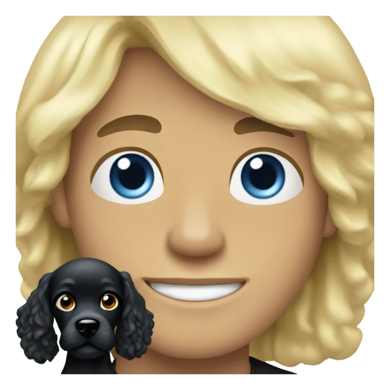 Blonde man blue eyes and black Cockerpoo sticker