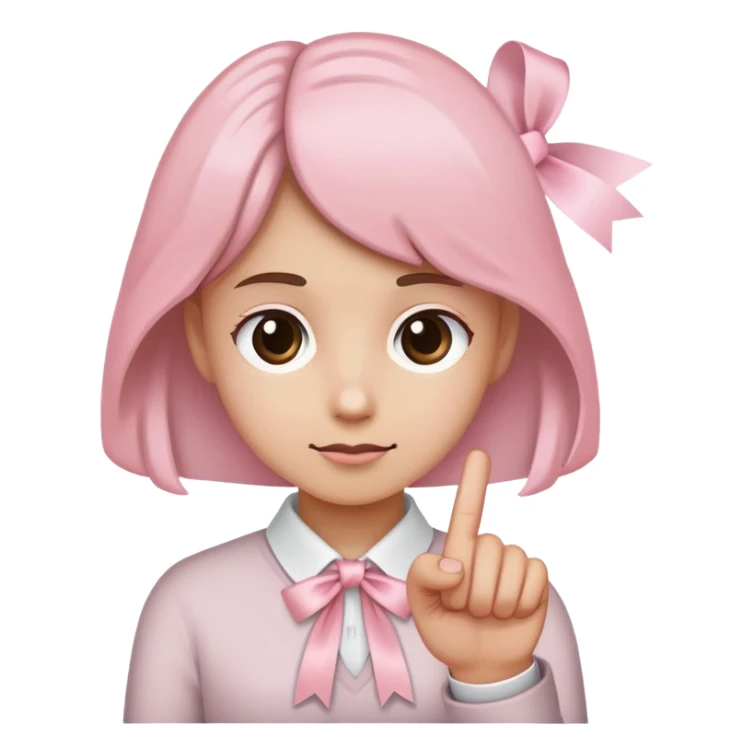 Light pink ribbon tied around medium brown index finger sticker