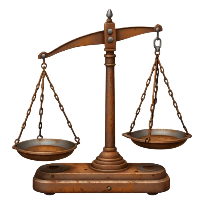 An emoji in ios style of an unbalanced old scale sticker