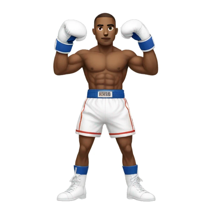 A boxer with white gloves and white short and with abs  sticker