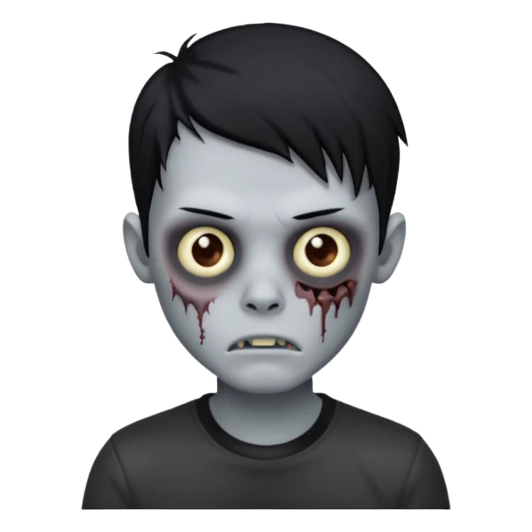 Zombie boy with emo black hair and black shirt sticker