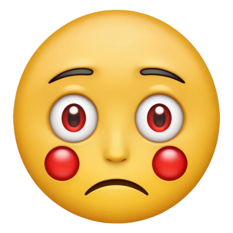 An emoji with red round eyes  with tired face! sticker