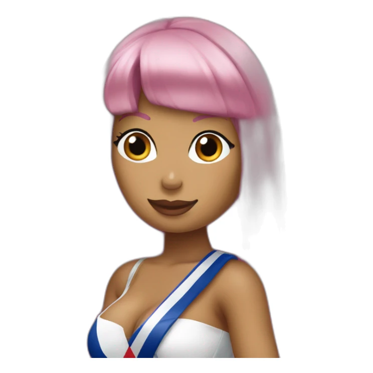 Nicki Minaj in front of the french flag sticker