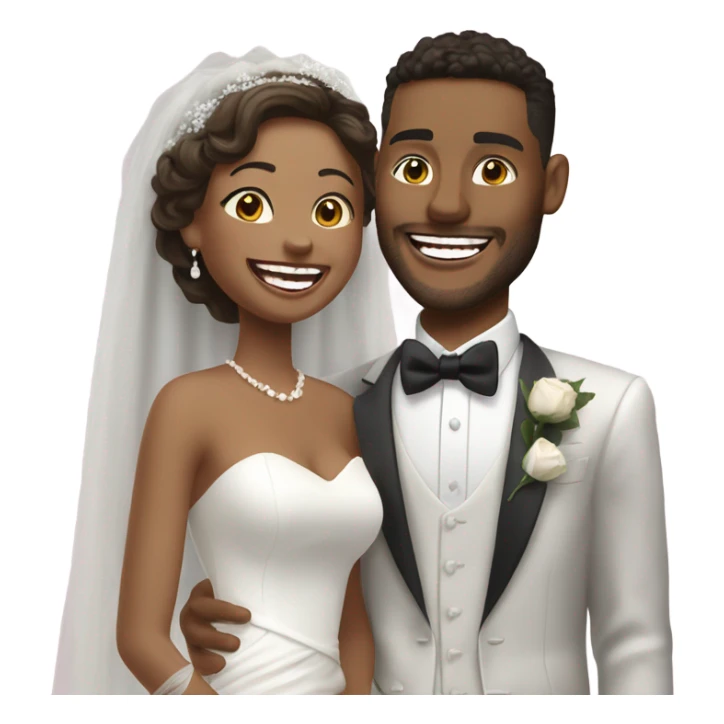 Hyper Realistic beautiful dior bride laughing with a handsome male model groom
 sticker