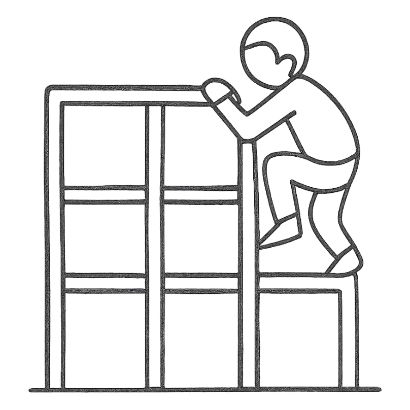 hand drawn outline icon of a person climbing on a jungle gym sticker