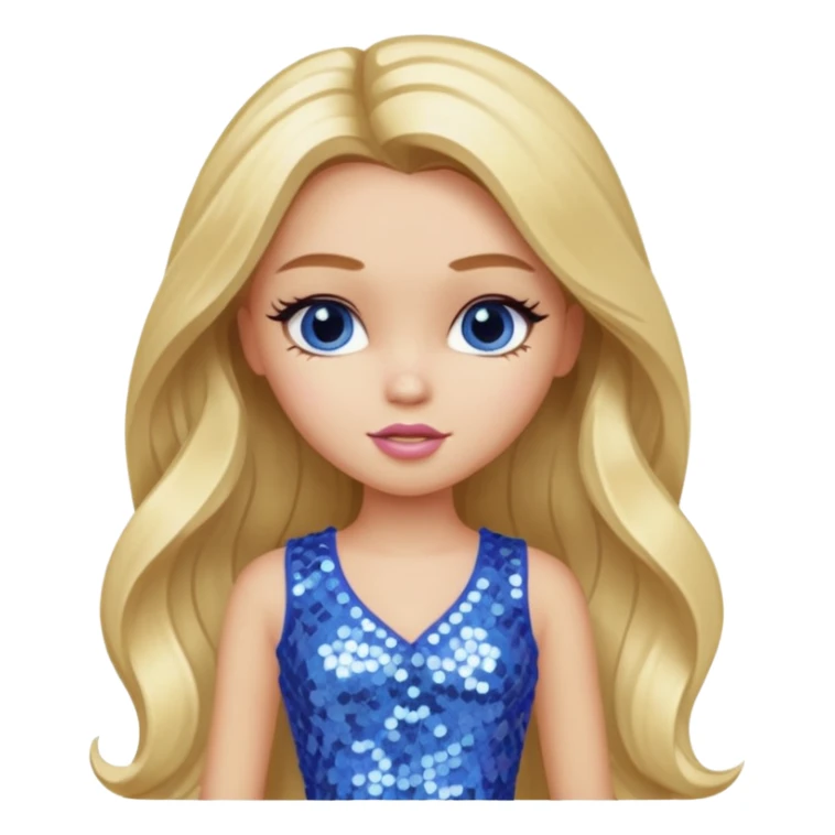 Cloe from Bratz with long blonde hair and periwinkle sequin outfit sticker