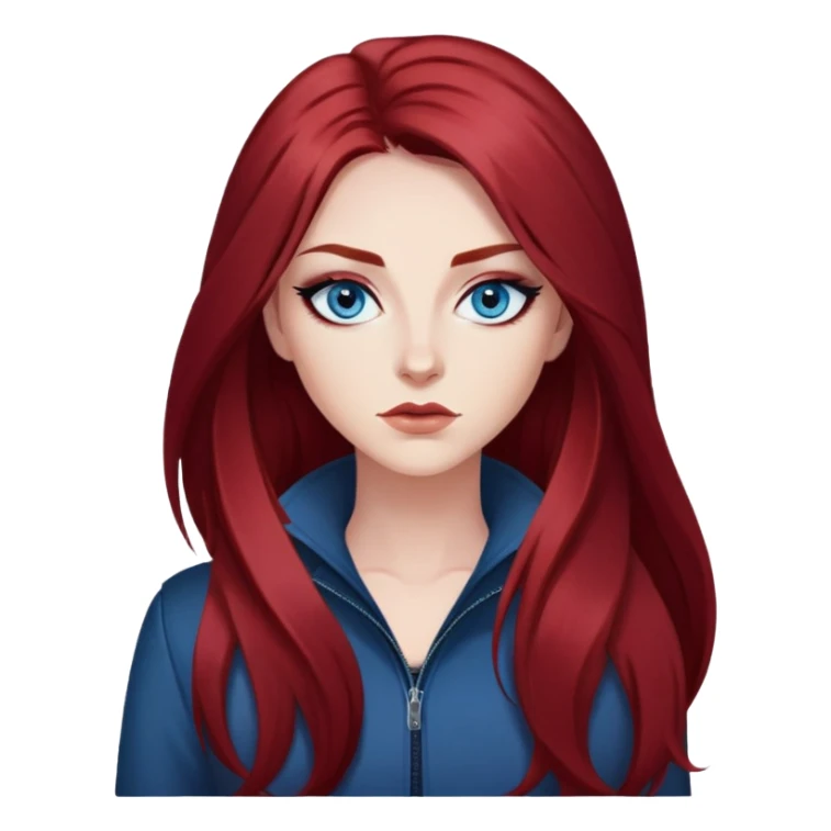 Long dark res hair, blue eyes, sharp black eyeliner Baddie sticker