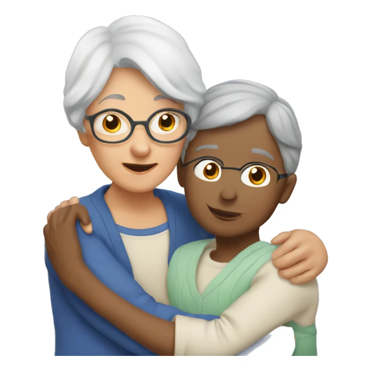 Grandma huggings with a boy and girl sticker