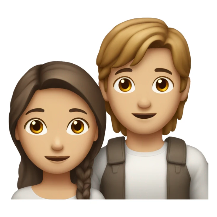 Brown haird asian girl with brown hair white guy sticker