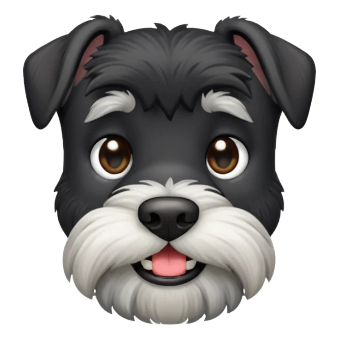 black schnauzer dog old with one tooth sticker