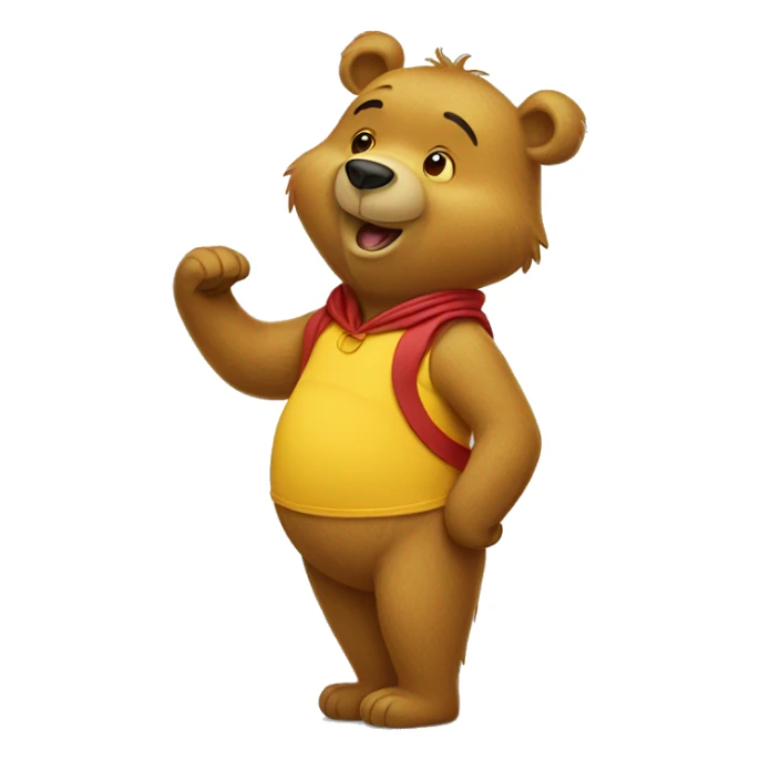 bear wearing a winnie the pooh costume sticker