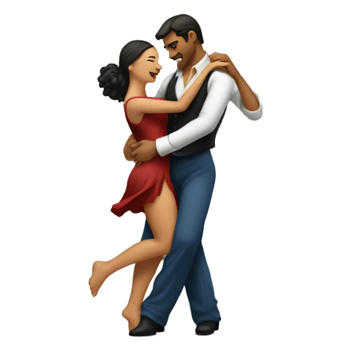 A couple dancing a very emotional, sensual tango Argentino with her leg wrapped around him sticker