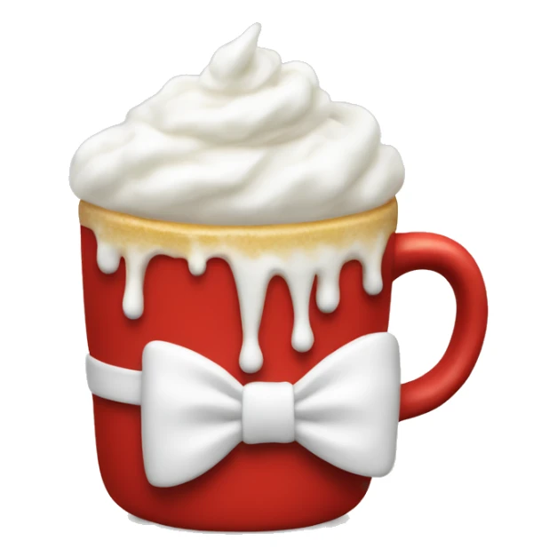 Red mug with a white bow on it and whipped cream on top  sticker