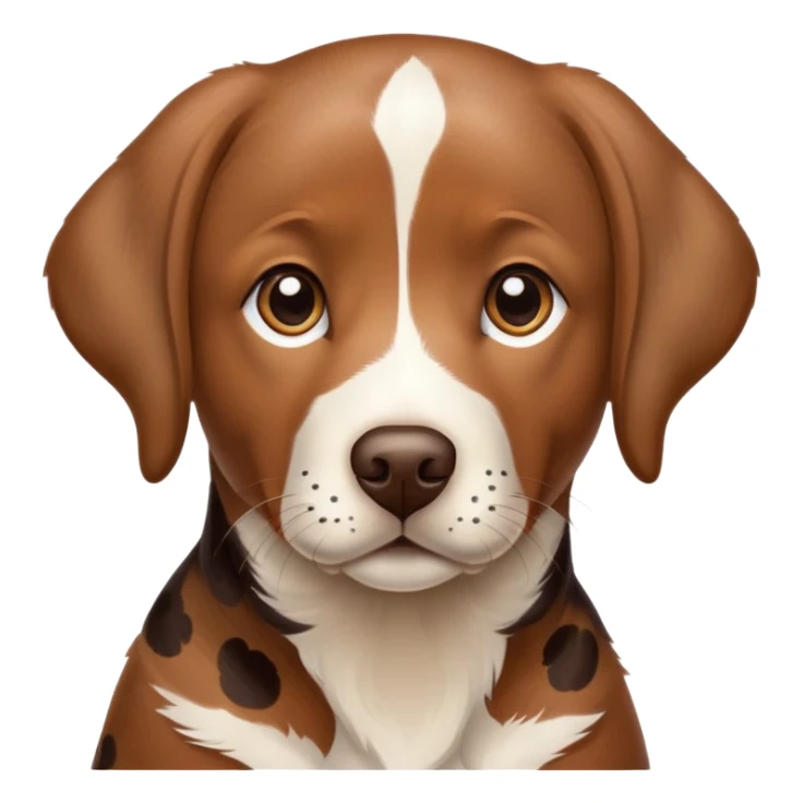 photorealistic brown Labrador retriever with spotted calico pattern, detailed fur texture, lifelike eyes sticker