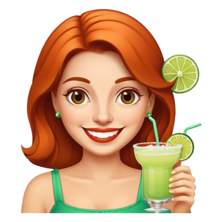 Please make an emoji of Dianne holding a margarita smiling sticker