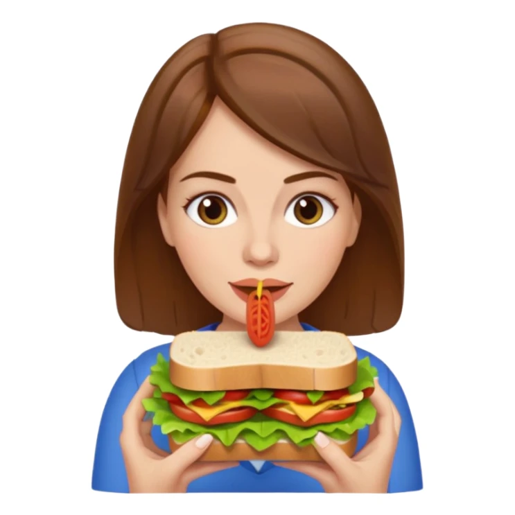 brown hair white women eating a sandwich sticker
