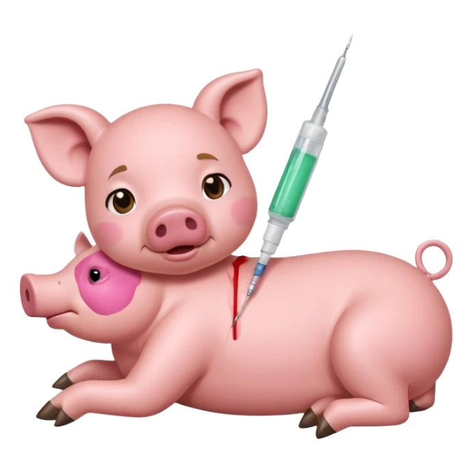 Little sick piggy with injection sticker