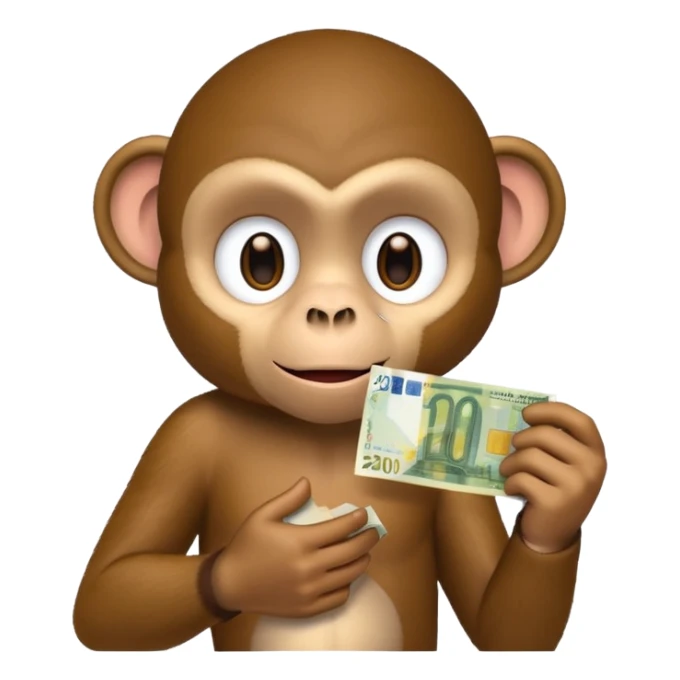 create a monkey holding a 20 euro bill I NEED EXACT A 20 EURO BILL sticker