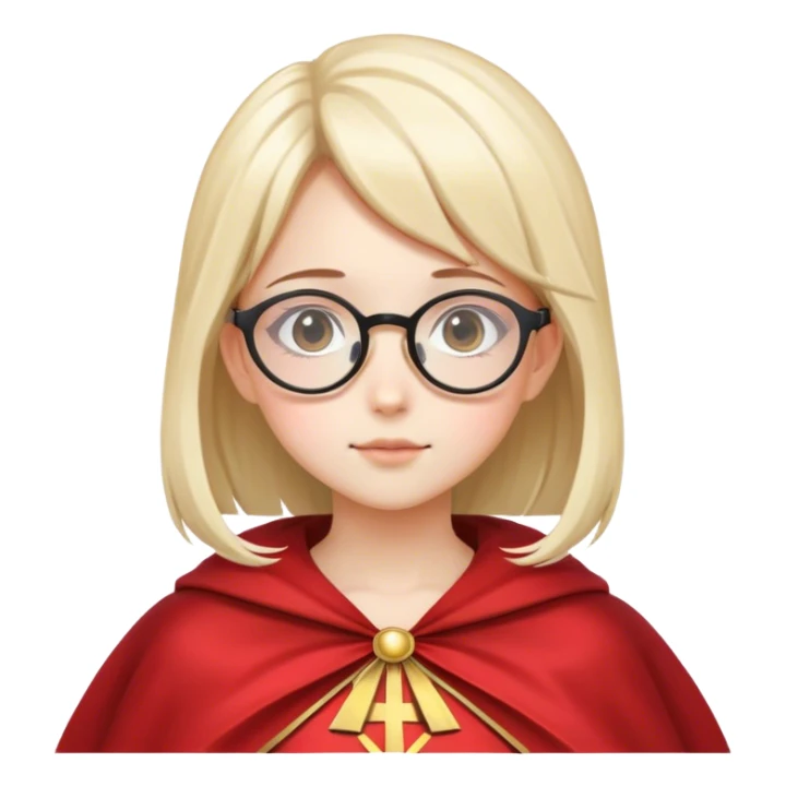 girl with an anime style cape and round glasses sticker