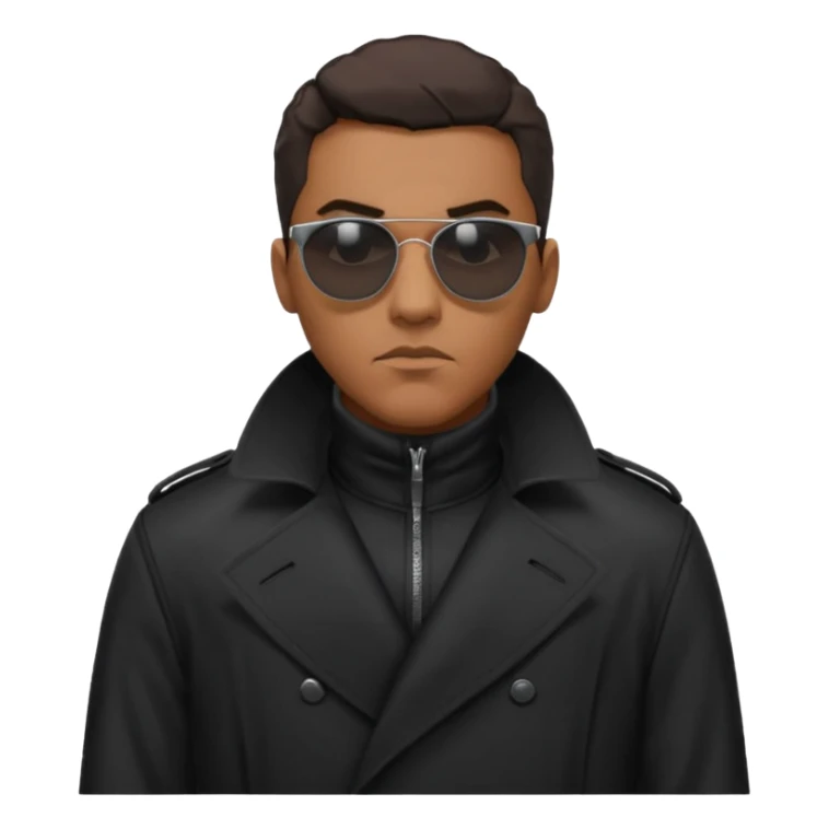 black man in black trenchcoat and matrix sunglasses sticker
