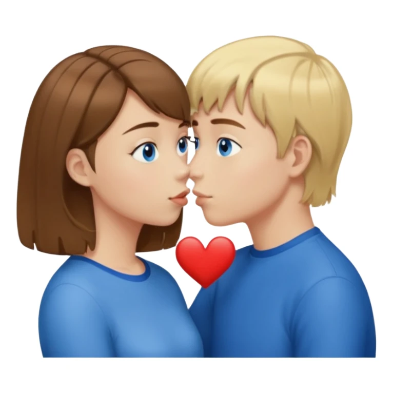 una ragazza con il caschetto marrone che bacia un ragazzo con i capelli biondi e gli occhi azzurri sticker