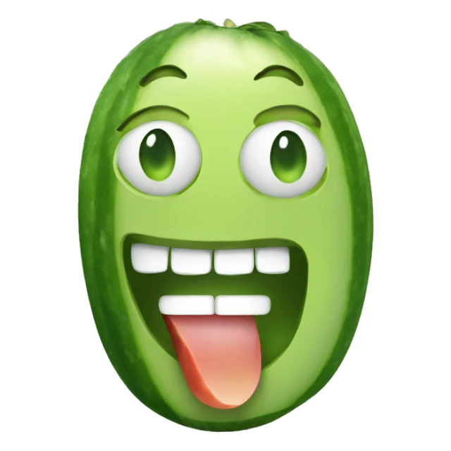 smiling emoji eating a cucumber sticker