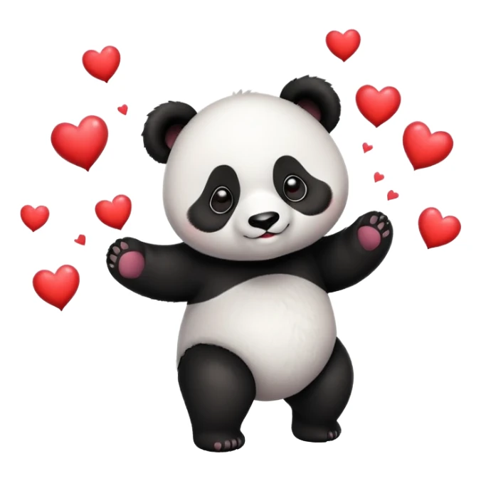 cute panda with black eyes juggling hearts sticker