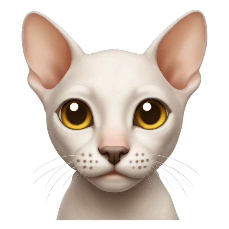 Hairless cat with brown nose sticker