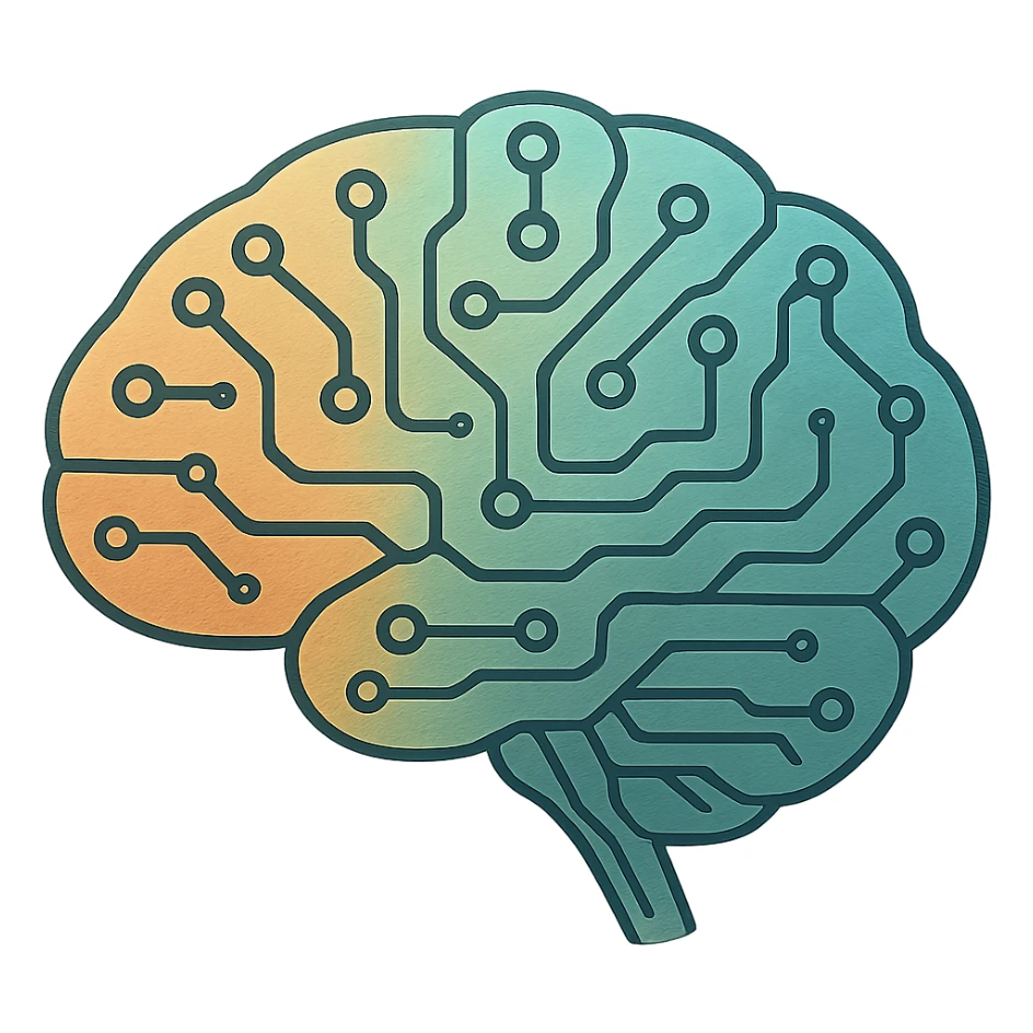 ghibli style abstract AI brain with circuits sticker