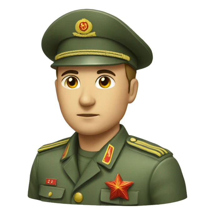 ussr soldier serious with military takes sticker