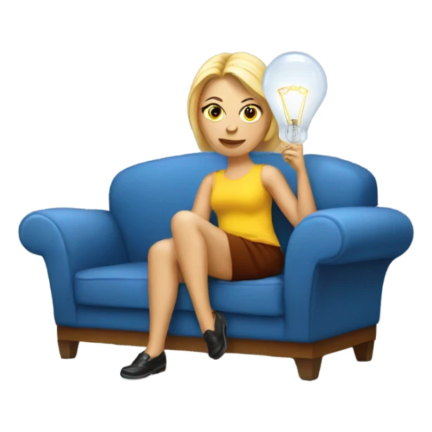 a russian woman with a lightbulb resting in a sofa  sticker