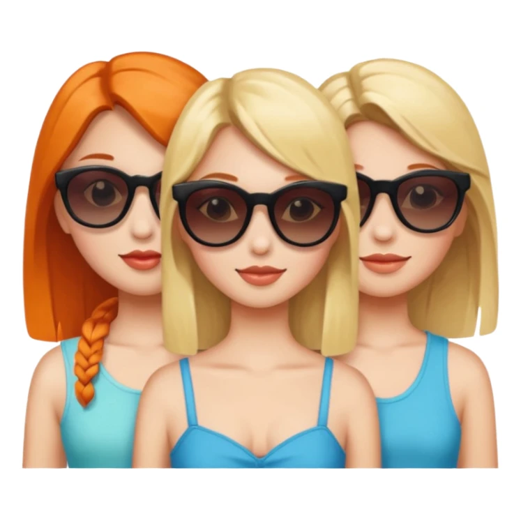 3 girls, friends, one in the middle with sunglasses  sticker
