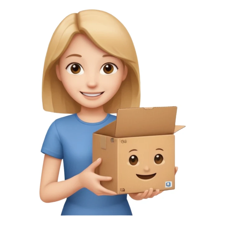 Smiling girl holding a box in her hand sticker