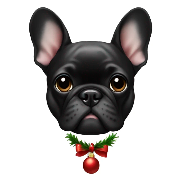 Black French bulldog face Christmas  sticker
