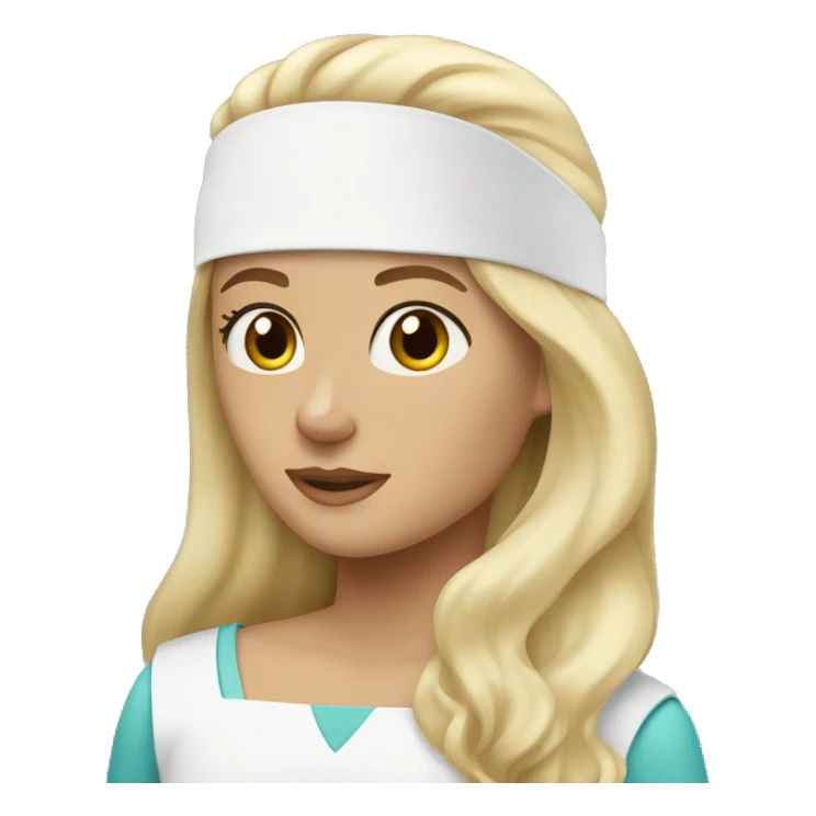 a long haired blond-haired women with a white medical head bandage sticker